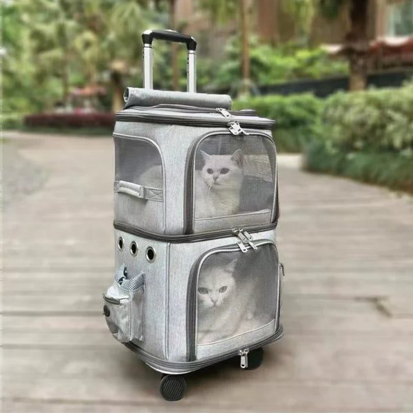 Sac de transport trolley pour chat : confort et praticité sur roulettes pour vos déplacements