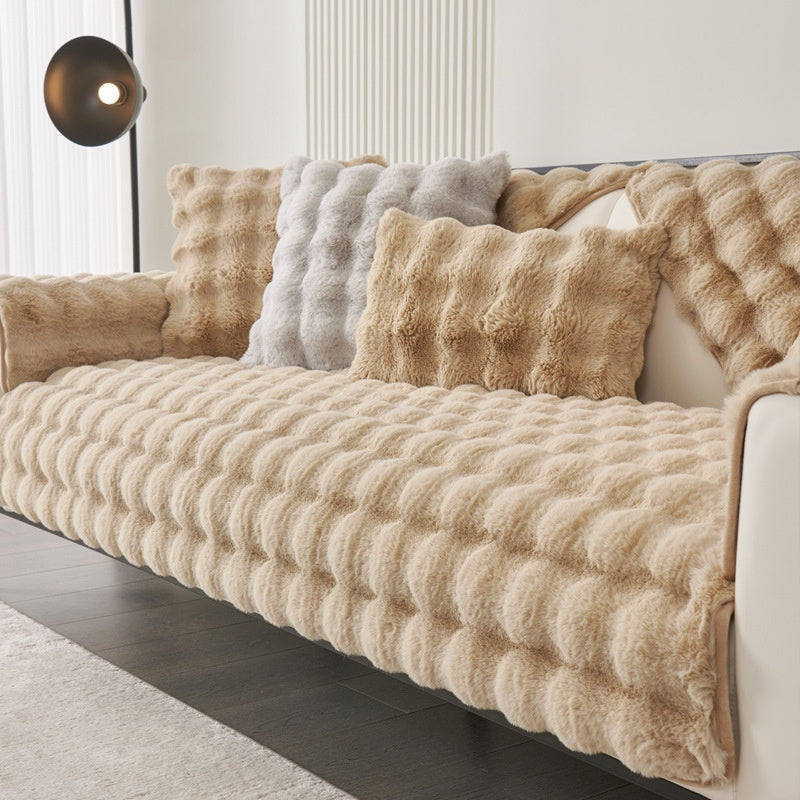 Thickened Rabbit Plush Sofa Cushion Wholesale Winter Thermal Non-slip Sofa Cushion