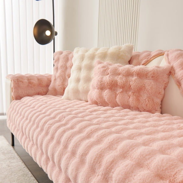 Thickened Rabbit Plush Sofa Cushion Wholesale Winter Thermal Non-slip Sofa Cushion