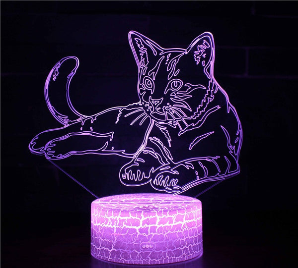 Illuminez vos nuits avec la lampe de chevet 3D unique - CHAT PROTECTEUR