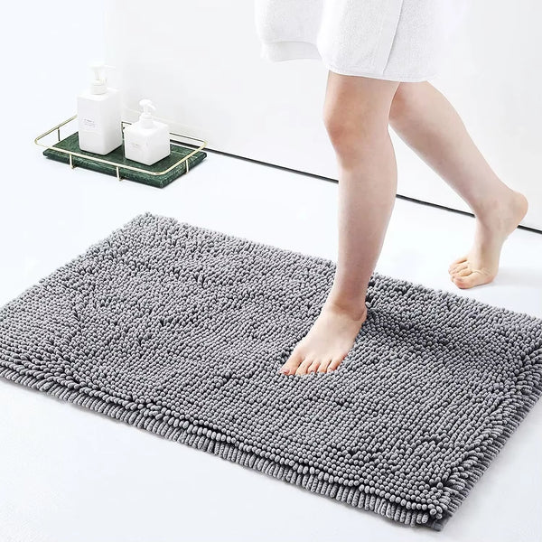 Chenille Soft Plush Bath Mat Super Absorbent Washable Non Slip Bathroom Comfortable Carpet for Shower Toilet Doormat Floor Rugs