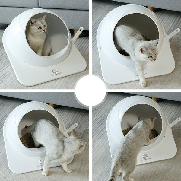 Capsule du futur - Grand bac à litière pour chat - Design moderne et épuré