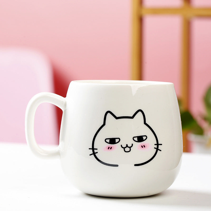 MIAOUS - Tasse créative en céramique en forme de chat avec couvercle et cuillère