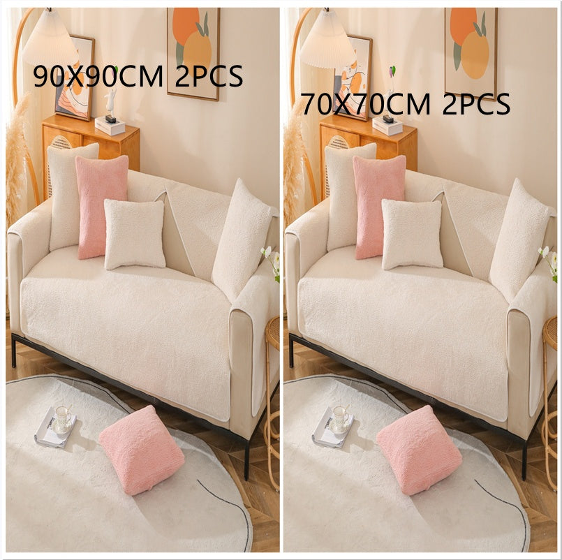 Home Fashion Solid Color Lambswool Sofa Cover