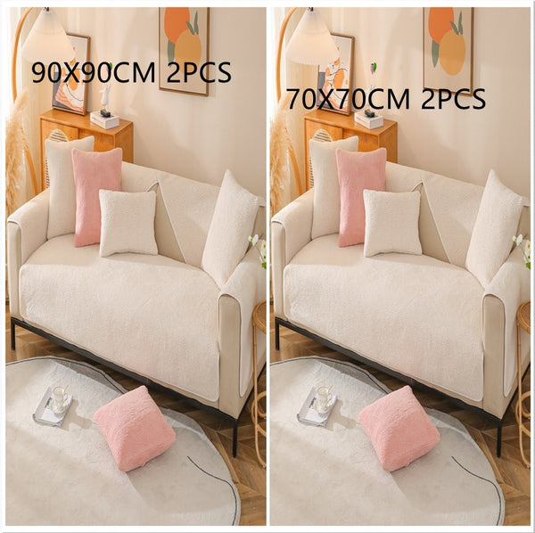 Home Fashion Solid Color Lambswool Sofa Cover