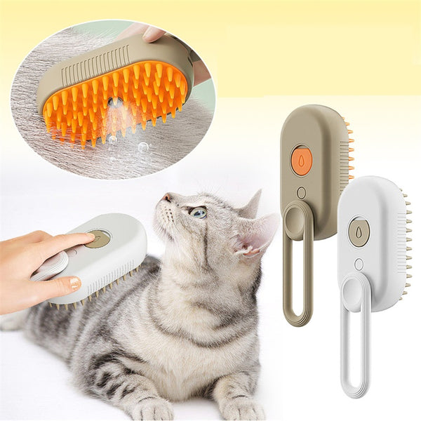 Brosse Vapeur Électrique 3-en-1 pour Chats - Peigne de Massage et Élimination des Poils