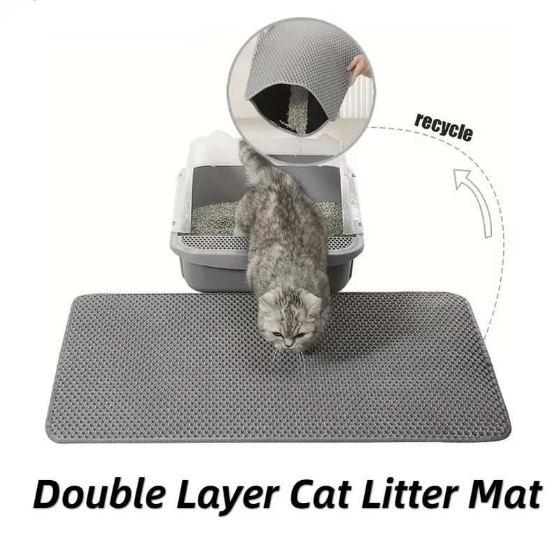 Cat Litter Mat,Double Layer Trapping Litter Box Mat,Waterproof, Urine Proof, Kitty Litter Mat,Easy Clean, Scatter Control
