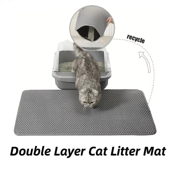 Cat Litter Mat,Double Layer Trapping Litter Box Mat,Waterproof, Urine Proof, Kitty Litter Mat,Easy Clean, Scatter Control