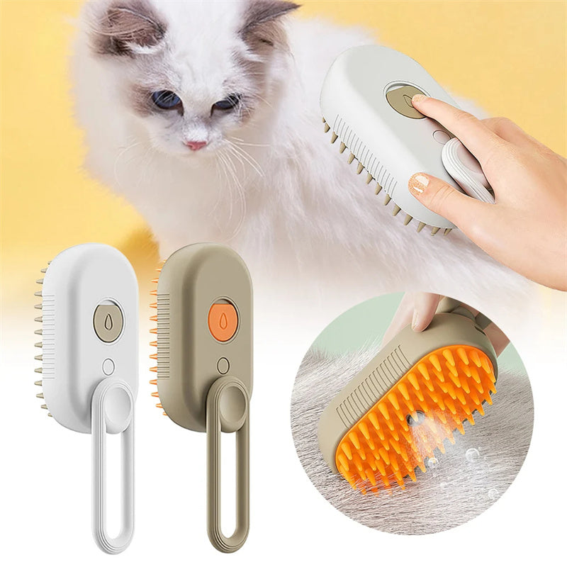 Brosse Vapeur Électrique 3-en-1 pour Chats - Peigne de Massage et Élimination des Poils