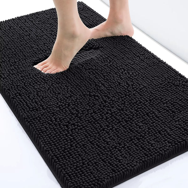 Chenille Soft Plush Bath Mat Super Absorbent Washable Non Slip Bathroom Comfortable Carpet for Shower Toilet Doormat Floor Rugs