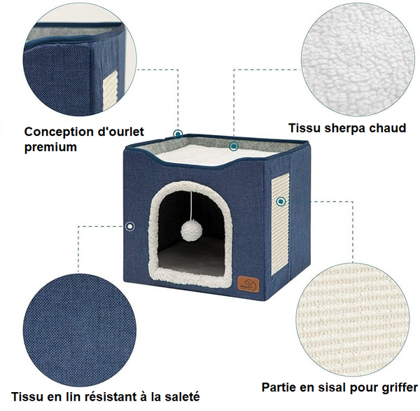 Lit en lin - Tabouret sisal pour chat - Triple utilisation