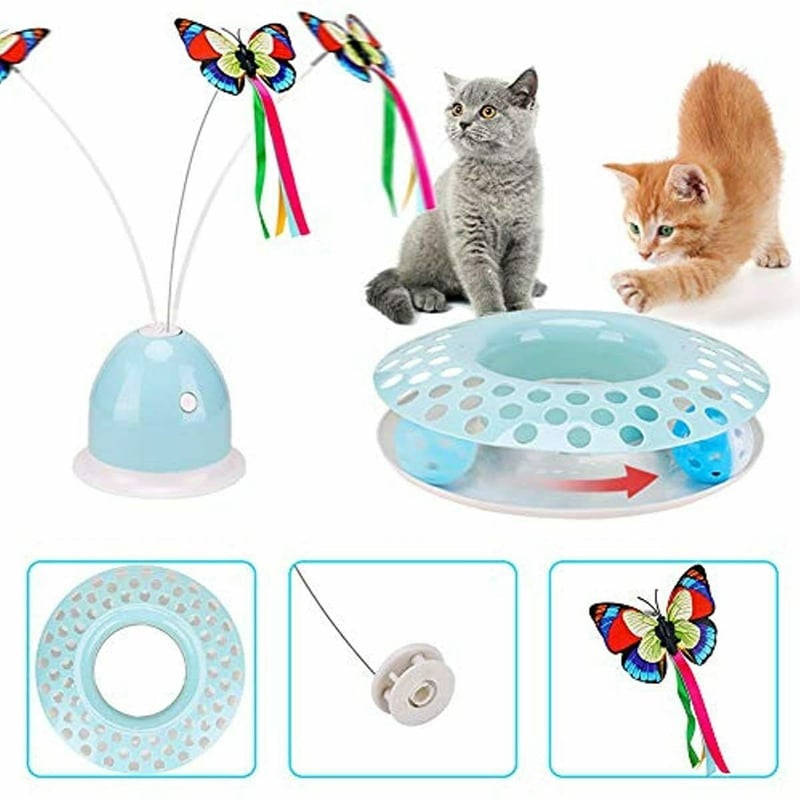 Jouet Automatique Électrique pour Chat - Papillon et Balle Rotatifs