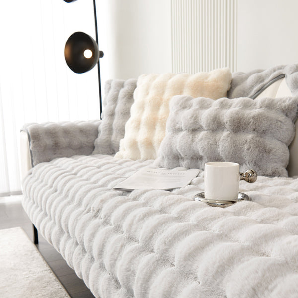 Thickened Rabbit Plush Sofa Cushion Wholesale Winter Thermal Non-slip Sofa Cushion