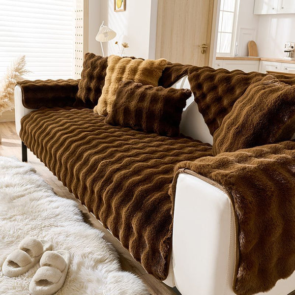 Rabbit Plush Sofa Cushion Winter Thickened Fleece Simple