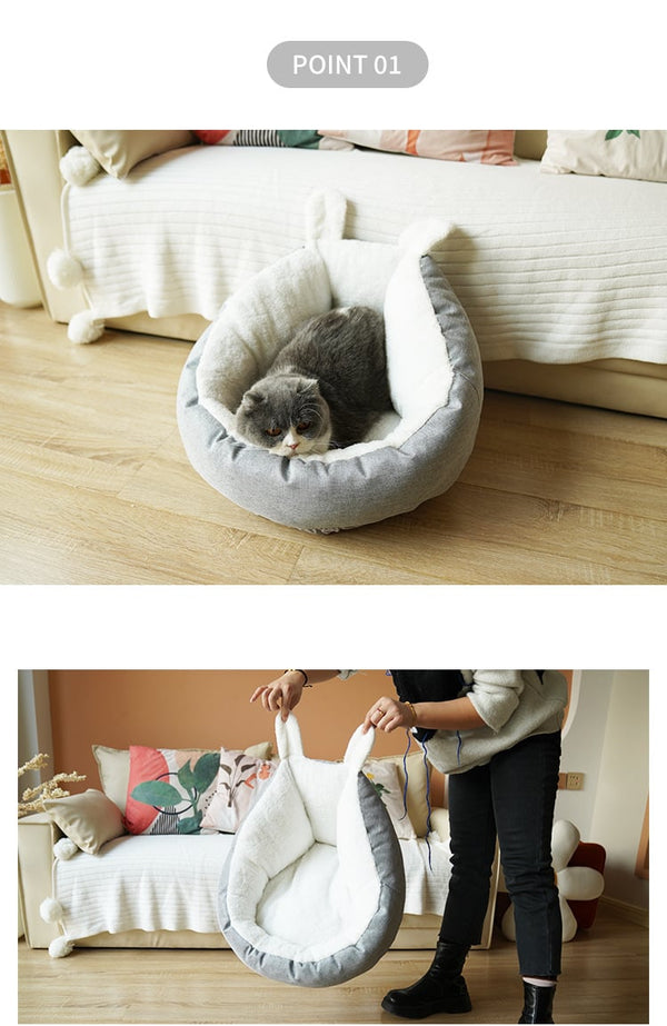 Lit douillet pour chats et chatons en forme de capsule spatiale