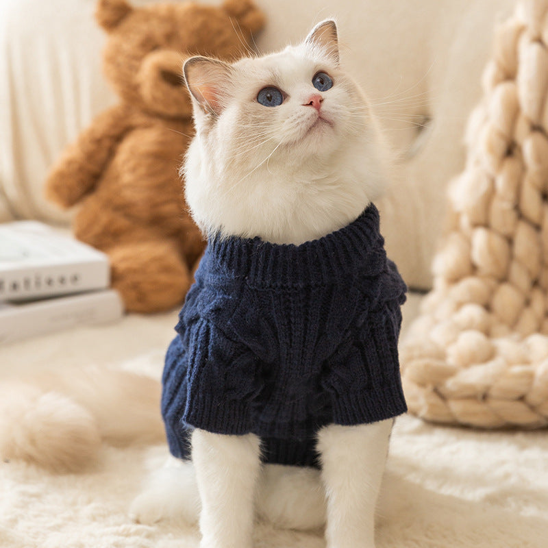 Pull d'hiver pour chat tricoté - Collection 2025