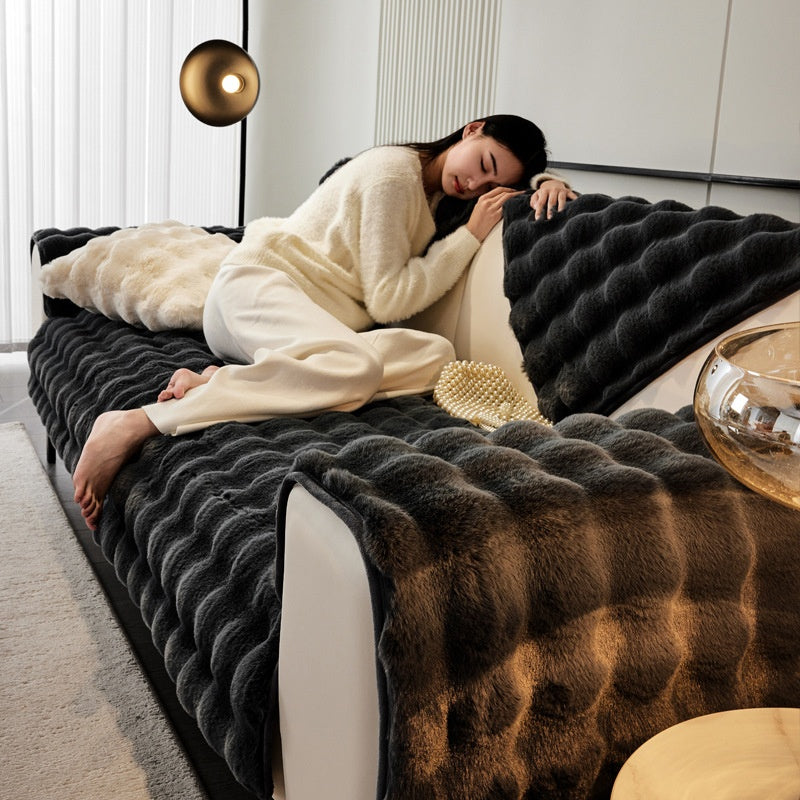 Thickened Rabbit Plush Sofa Cushion Wholesale Winter Thermal Non-slip Sofa Cushion