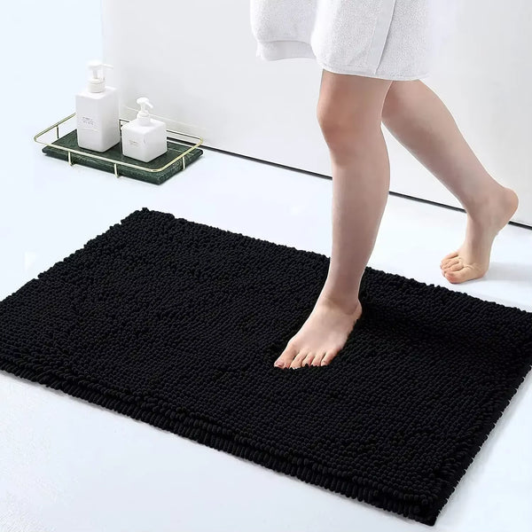 Chenille Soft Plush Bath Mat Super Absorbent Washable Non Slip Bathroom Comfortable Carpet for Shower Toilet Doormat Floor Rugs