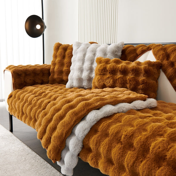 Thickened Rabbit Plush Sofa Cushion Wholesale Winter Thermal Non-slip Sofa Cushion