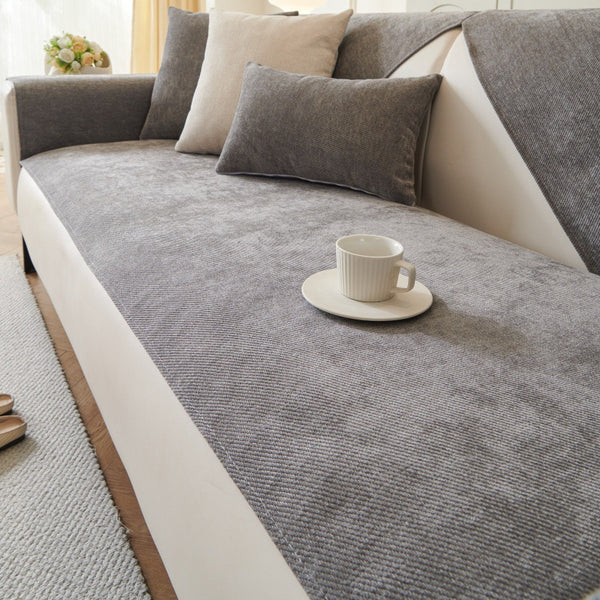 Waterproof To Prevent Leakage Of Urine Chenille Solid Color Sofa Cushion Straight Row Universal Three-seat Cover Cloth Cushion