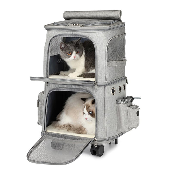 Sac de transport trolley pour chat - Double couche et grande capacité