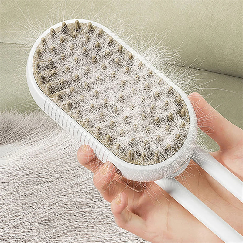 Brosse Vapeur Électrique 3-en-1 pour Chats - Peigne de Massage et Élimination des Poils