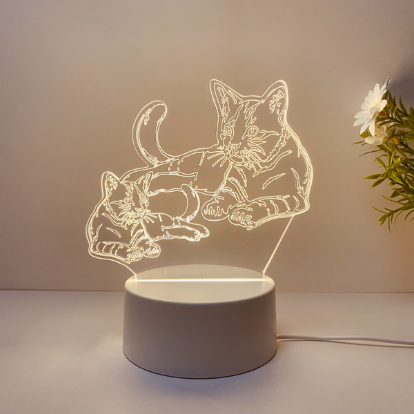 Illuminez vos nuits avec la lampe de chevet 3D unique - CHAT PROTECTEUR