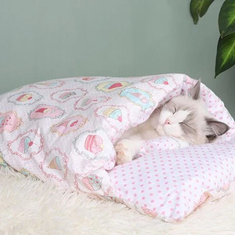 COUETTE ET OREILLER - Sac de Couchage pour chat Chaud et Douillet